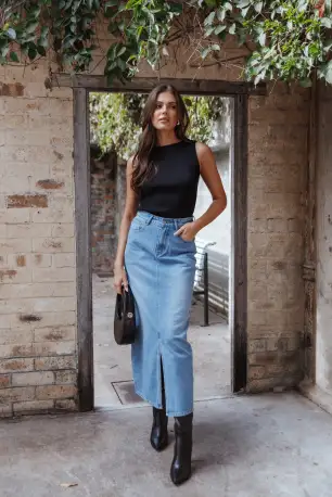 Dana Denim Midi Skirt - Blue Wash(2)