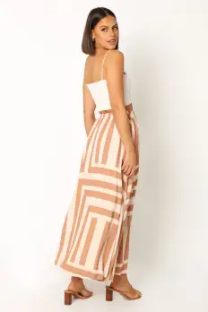 Elke Pleat Midi Skirt - Tan(XS)