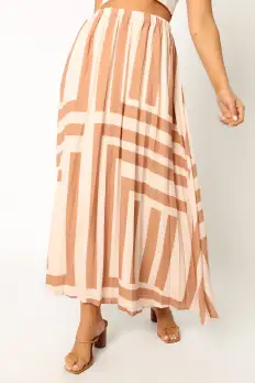 Elke Pleat Midi Skirt - Tan(XS)