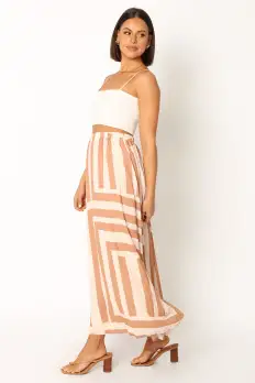 Elke Pleat Midi Skirt - Tan(XS)