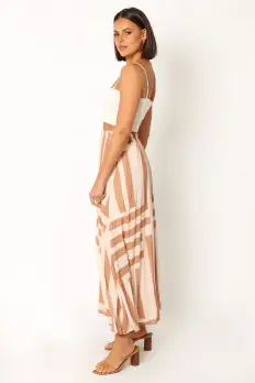 Elke Pleat Midi Skirt - Tan(XS)