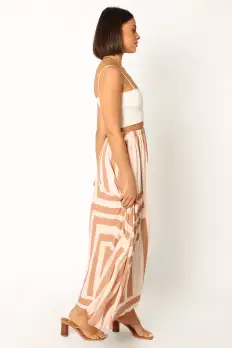 Elke Pleat Midi Skirt - Tan(XS)