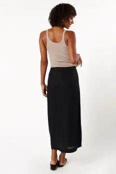 Finley Linen Midi Skirt - Black(2)