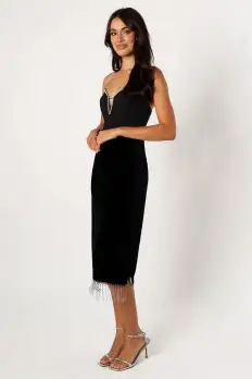 Greta Velvet Fringe Skirt - Black(XS)
