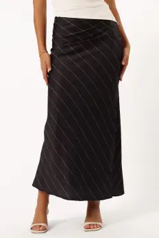 Heidi Stripe Slip Skirt - Black White Stripe(XS)