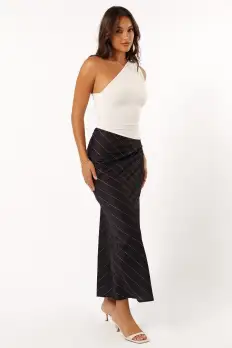 Heidi Stripe Slip Skirt - Black White Stripe(XS)