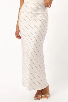 Heidi Stripe Slip Skirt - White Black Stripe(XS)