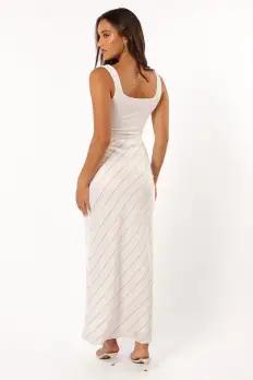 Heidi Stripe Slip Skirt - White Black Stripe(XS)
