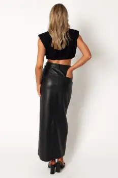 Jade Vegan Leather Column Skirt - Black(XS)