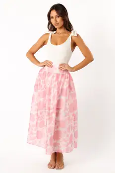 Miami Maxi Skirt - Pink Floral(XS)