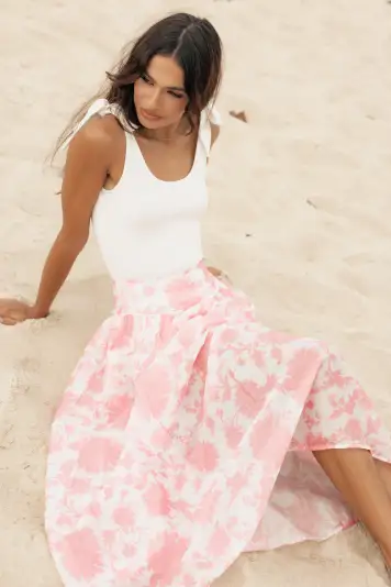 Miami Maxi Skirt - Pink Floral(XS)