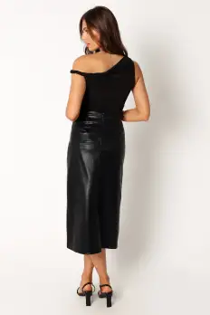 Miller Faux Leather Midi Skirt - Black(2)
