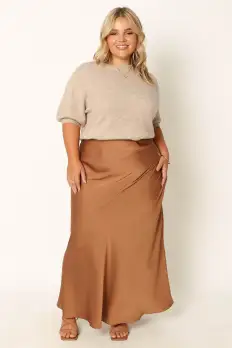 Nellie Satin Midi Skirt - Bronze(XS)