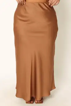 Nellie Satin Midi Skirt - Bronze(XS)