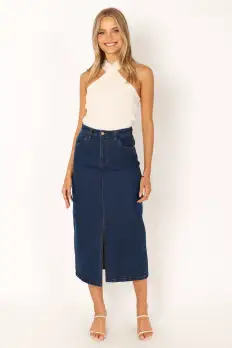 Rana Denim Midi Skirt - Dark Denim(2)