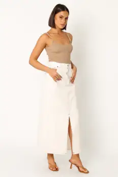 Rana Denim Midi Skirt - White(2)