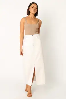 Rana Denim Midi Skirt - White(2)