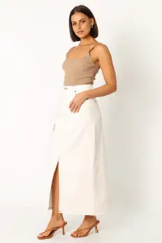 Rana Denim Midi Skirt - White(2)