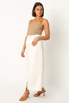 Rana Denim Midi Skirt - White(2)
