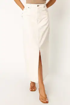 Rana Denim Midi Skirt - White(2)