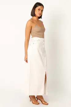 Rana Denim Midi Skirt - White(2)