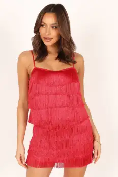 Rara Fringe Skirt - Red(S)