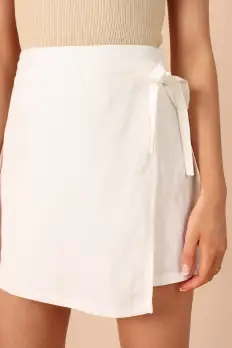 Roxy Faux Wrap Skort - Ivory(XS)