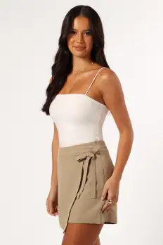 Roxy Faux Wrap Skort - Taupe(XS)
