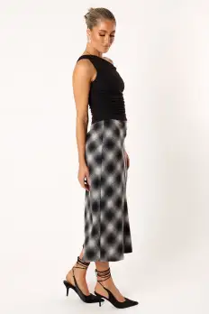 Ursula Plaid Skirt - Charcoal(S)