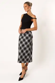 Ursula Plaid Skirt - Charcoal(S)