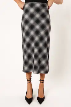Ursula Plaid Skirt - Charcoal(S)