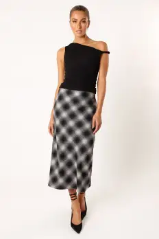 Ursula Plaid Skirt - Charcoal(S)