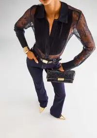 Armelle Lace Blouse(Navy,XXS)