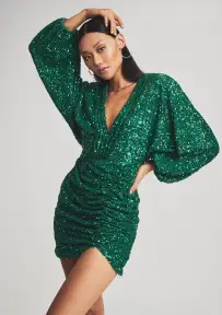 Edith Sequin Dress(Emerald,XXS)