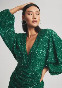Edith Sequin Dress(Emerald,XXS)