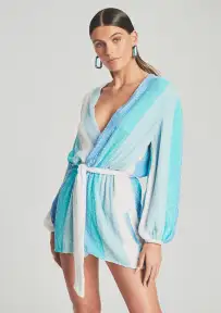 Gabrielle Sequin Robe(Blue Stripe,XXS)