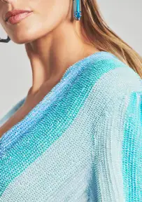Gabrielle Sequin Robe(Blue Stripe,XXS)