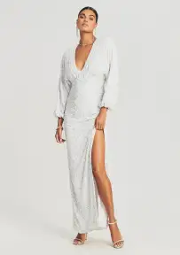 Camille Sequin Dress(White,XXS)