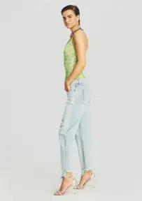 Molly Sequin Crochet Top(Lime Green,XS/S)