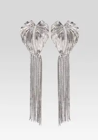 Anthurium Drop Crystal Earring - Silver