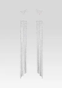 Martini Drop Crystal Earring - Silver