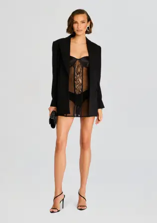 Lenore Lace Dress(Black,XXS)