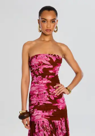 Teryn Silk Chiffon Dress(Camellia Reverie,XXS)