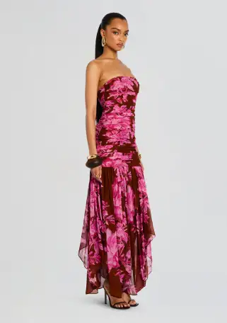 Teryn Silk Chiffon Dress(Camellia Reverie,XXS)