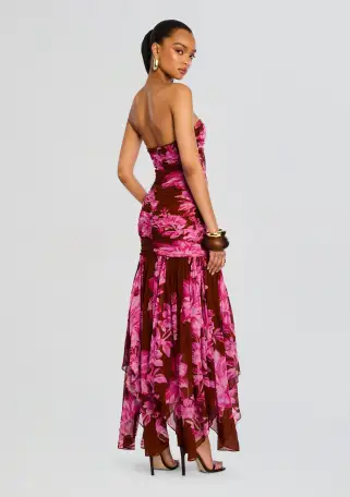 Teryn Silk Chiffon Dress(Camellia Reverie,XXS)