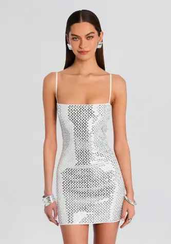 Avanyah Embellished Knit Dress(White,XXS)