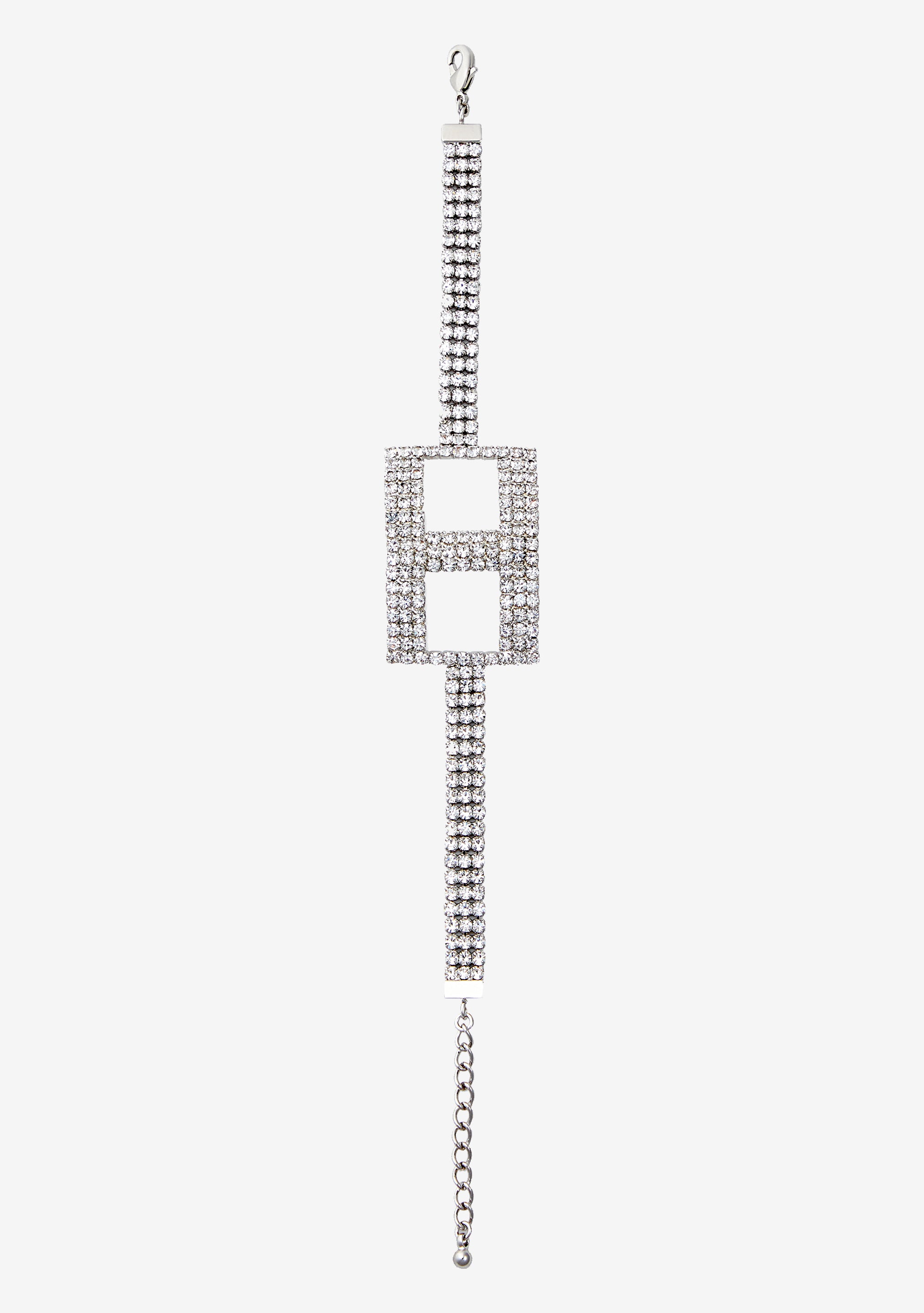 Rhinestone Alphabet Letter Bracelet(Silver,Letter A)