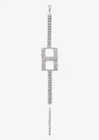 Rhinestone Alphabet Letter Bracelet(Silver,Letter A)