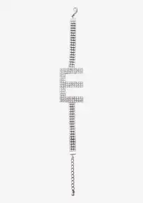 Rhinestone Alphabet Letter Bracelet(Silver,Letter A)