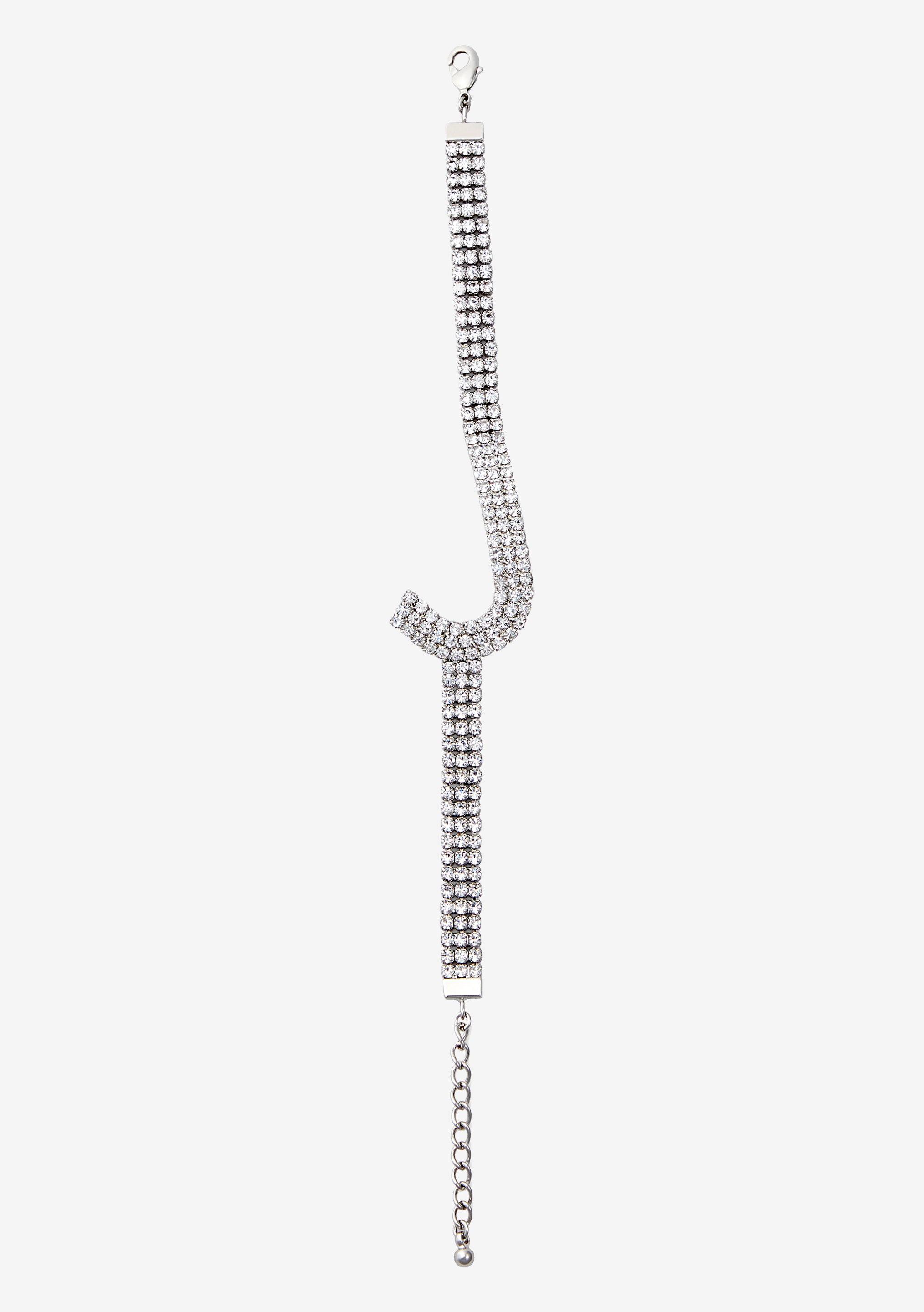 Rhinestone Alphabet Letter Bracelet(Silver,Letter A)